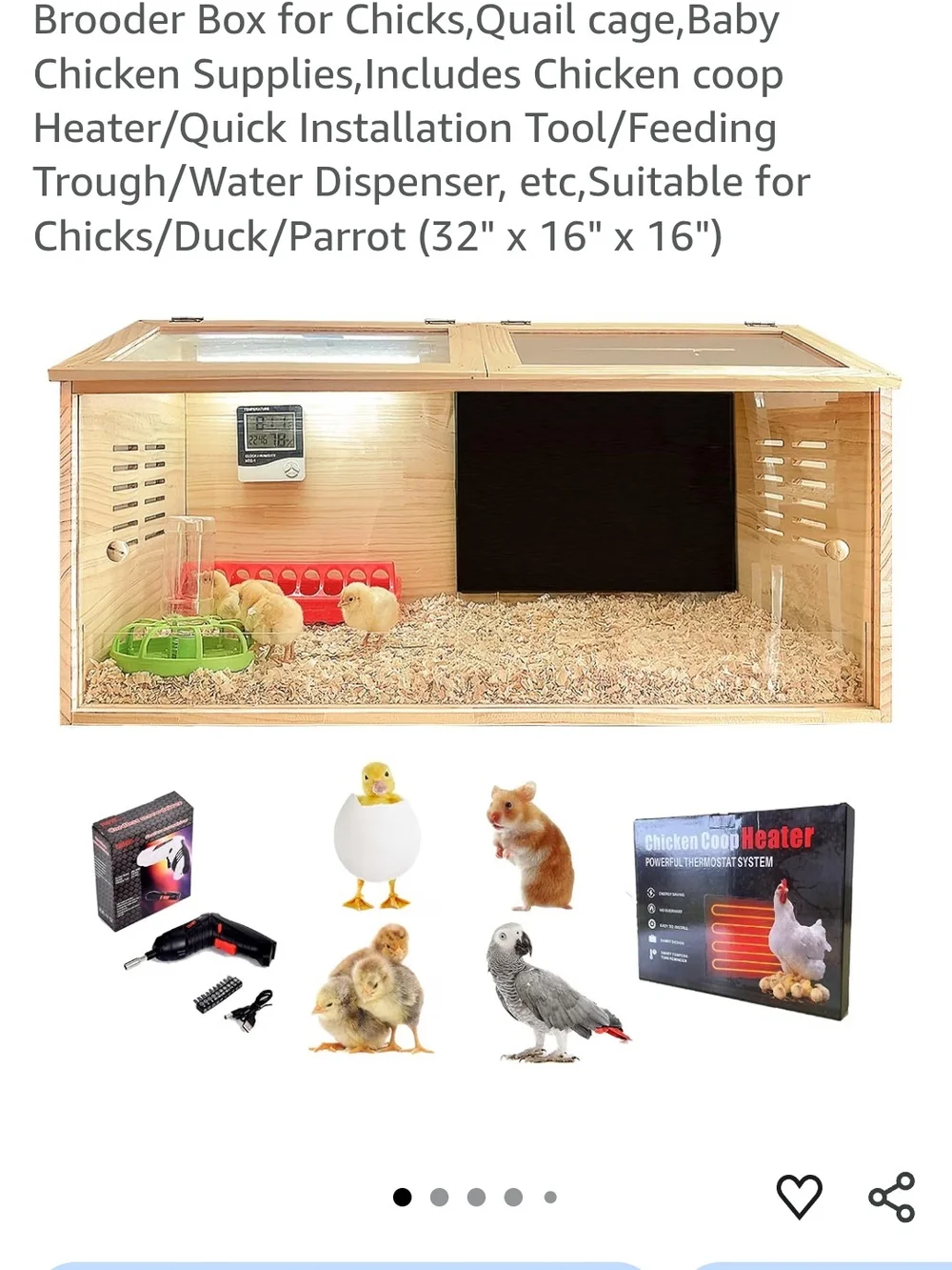 Wooden Brooder Box for Small Pets with Accessories - Natural